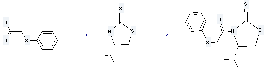 (S)-4-Isopropylthiazolidine-2-thione is used to produce 3-[(phenylthio)acetyl]-4(S)-isopropyl-1,3-thiazolidine-2-thione by reaction with phenylsulfanyl-acetic acid.